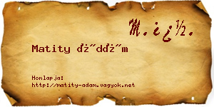 Matity Ádám névjegykártya